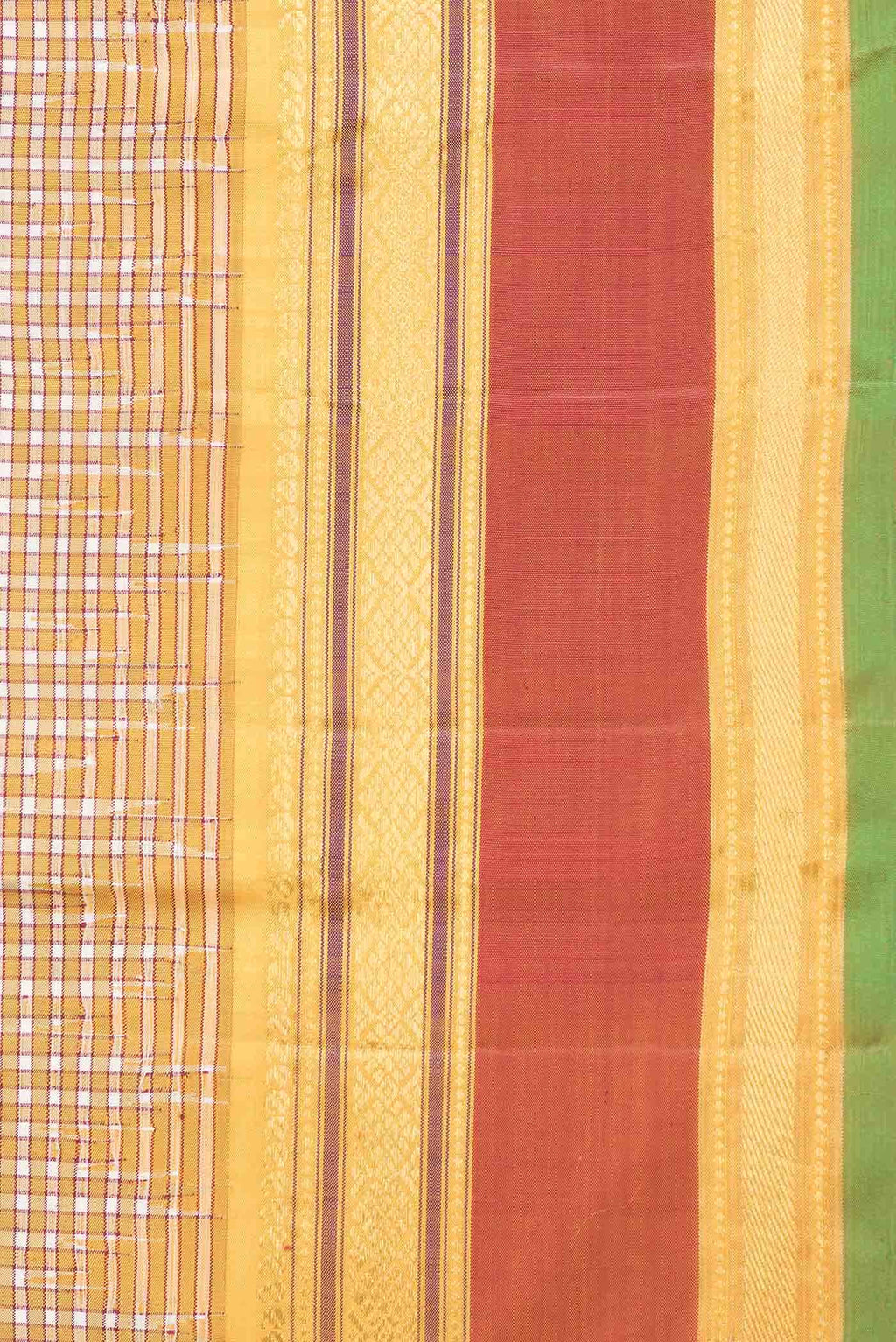 Pure Silk Pure Zari Off White and Yellow Dual Tone Kanchipuram Saree