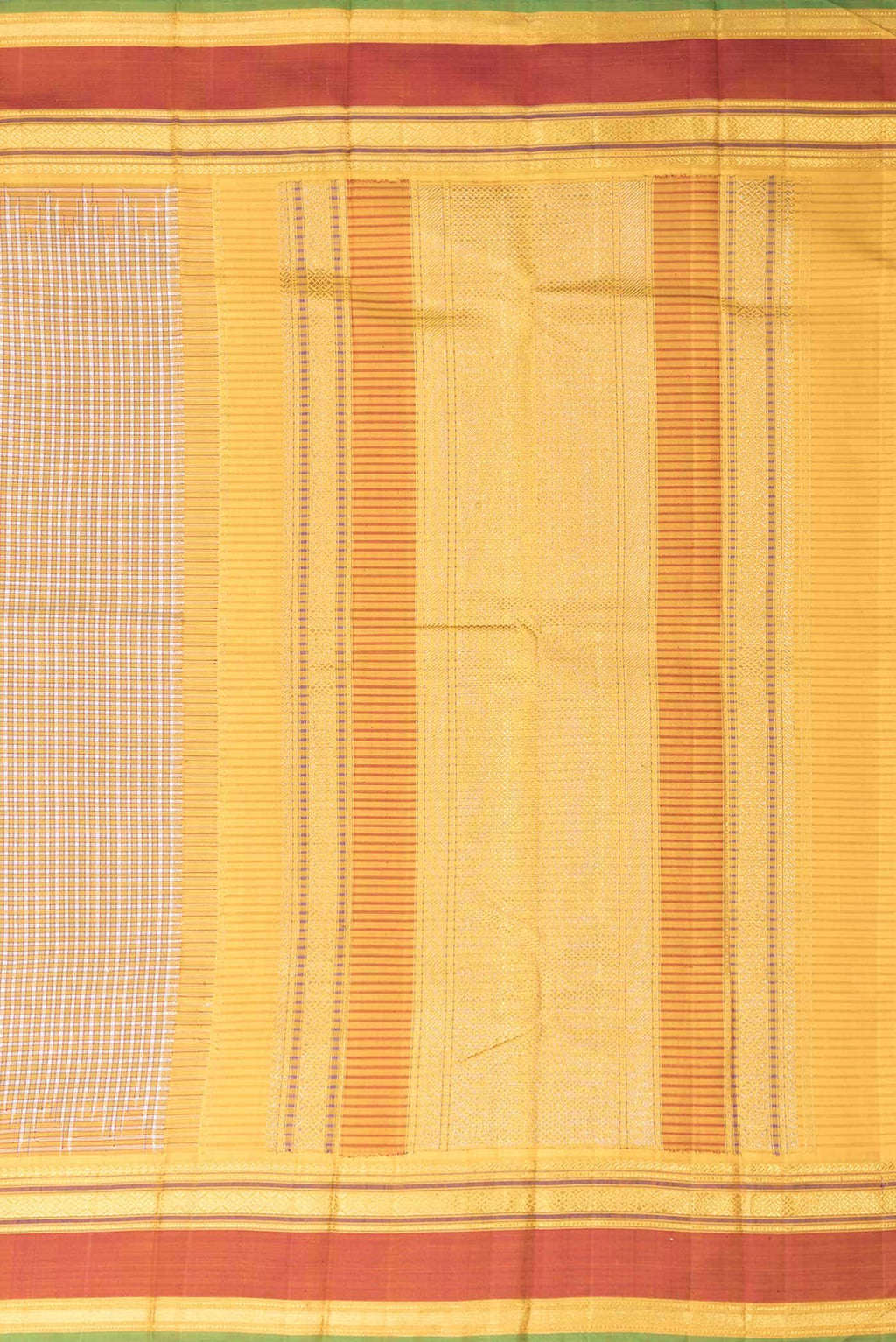 Pure Silk Pure Zari Off White and Yellow Dual Tone Kanchipuram Saree