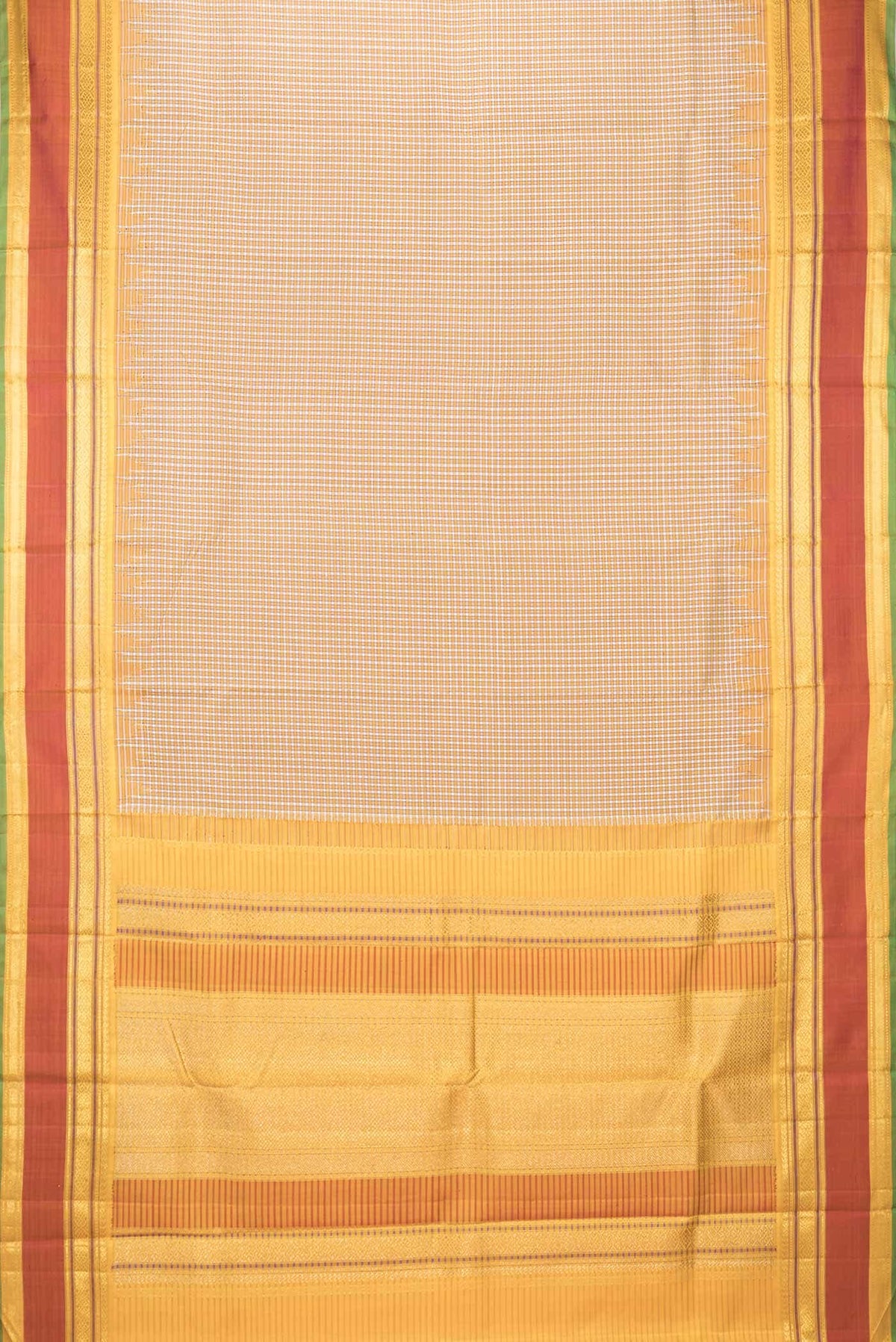 Pure Silk Pure Zari Off White and Yellow Dual Tone Kanchipuram Saree