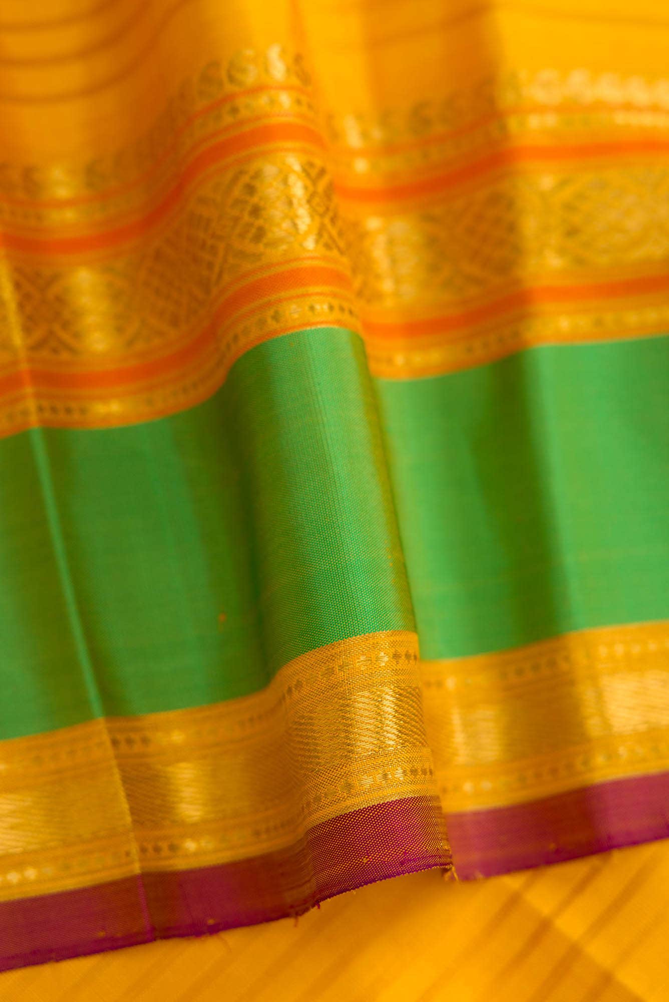Pure Silk Pure Zari Purple and Royal Blue Dual Tone Kanchipuram Saree