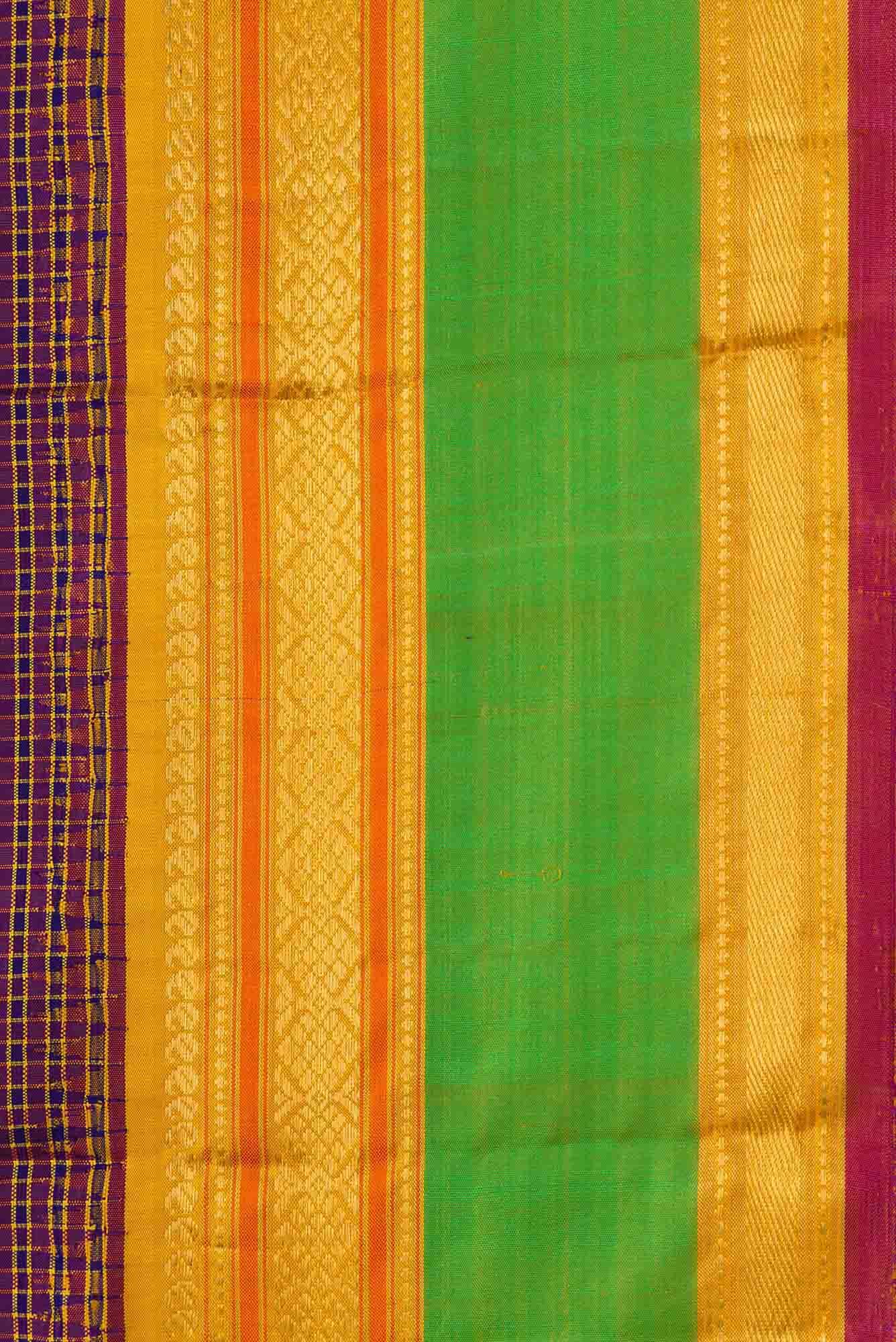 Pure Silk Pure Zari Purple and Royal Blue Dual Tone Kanchipuram Saree