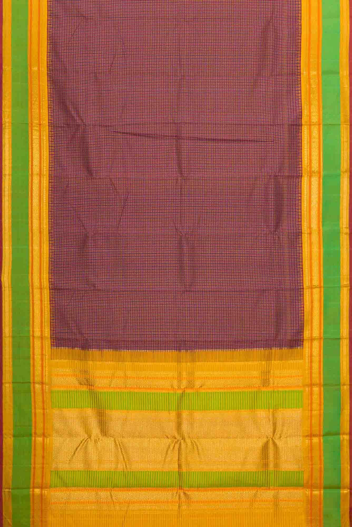 Pure Silk Pure Zari Purple and Royal Blue Dual Tone Kanchipuram Saree