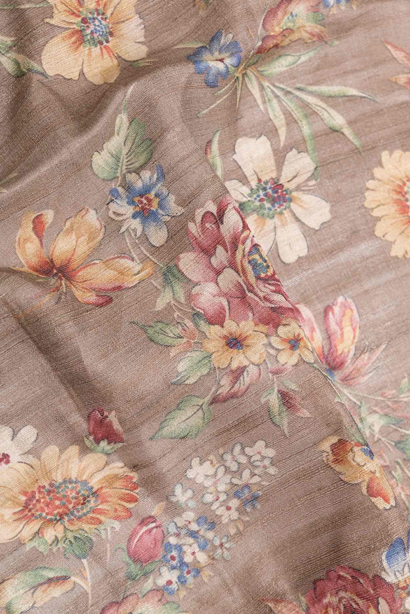 Brown Dual Tone Tussar Silk Saree