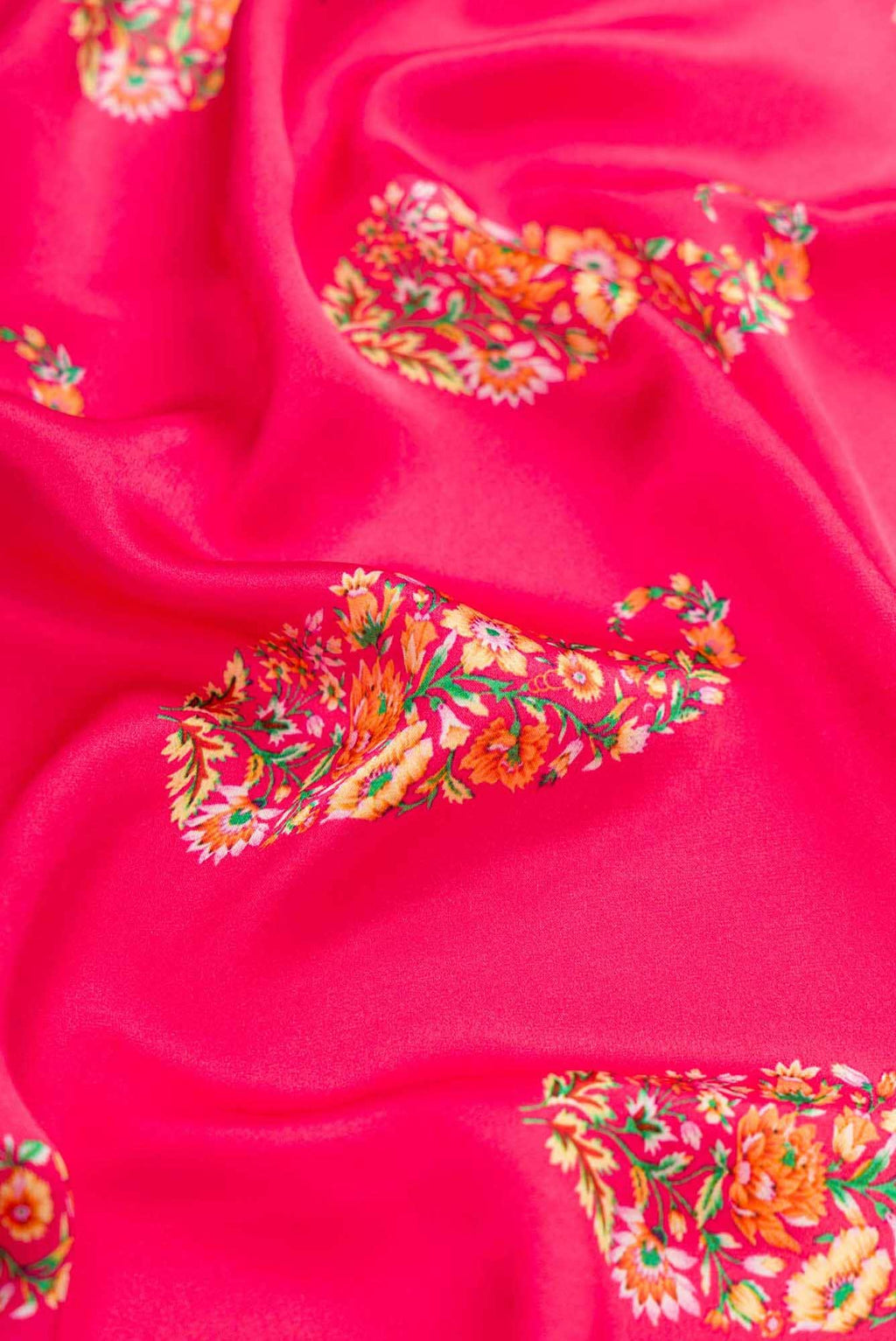 Dark Pink Dual Tone Mysore Crepe Saree