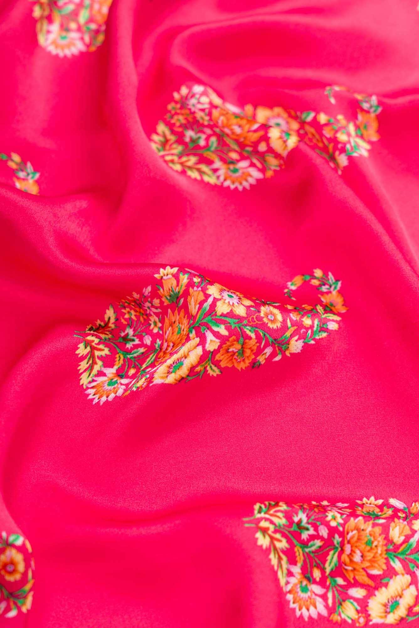 Dark Pink Dual Tone Mysore Crepe Saree