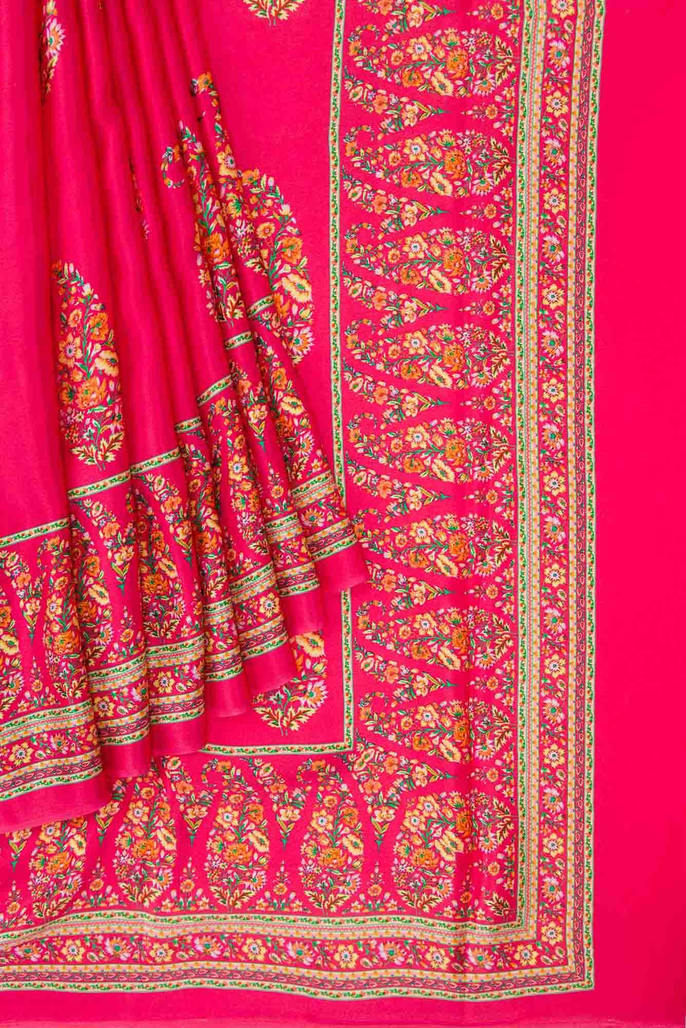 Dark Pink Dual Tone Mysore Crepe Saree