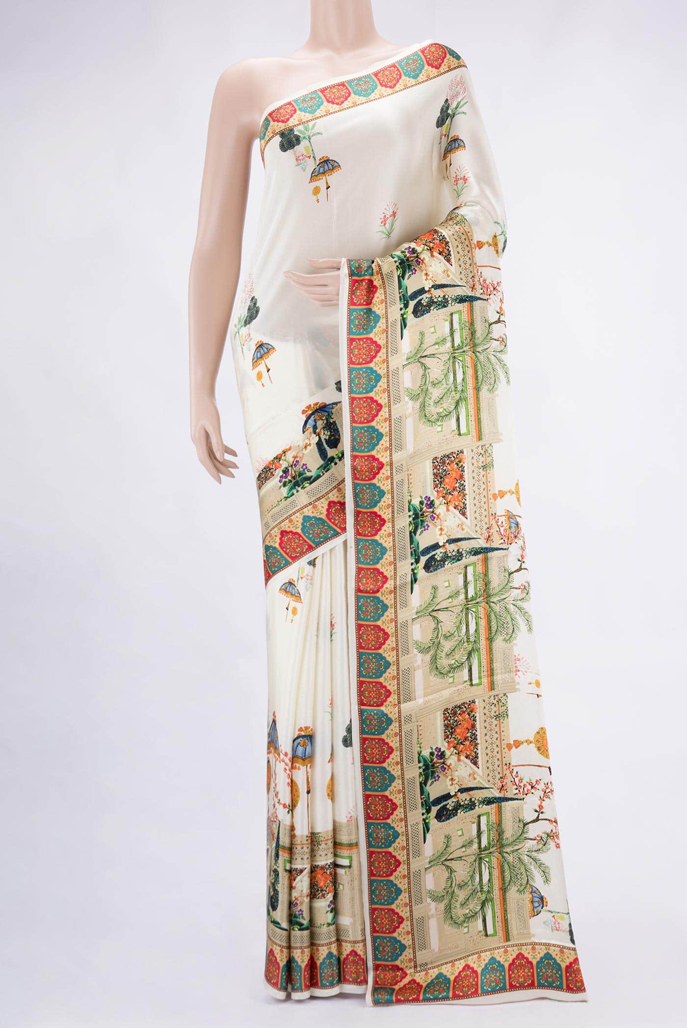 Sandal Satin Crepe Saree