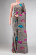 Grey Dual Tone Tussar Silk Saree