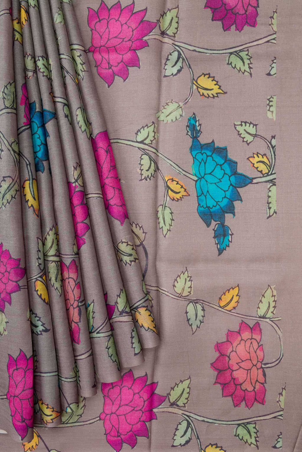 Grey Dual Tone Tussar Silk Saree
