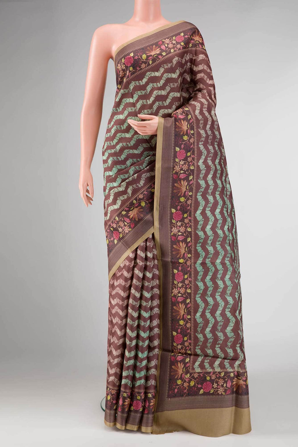 Brown Dual Tone Tussar Silk Saree