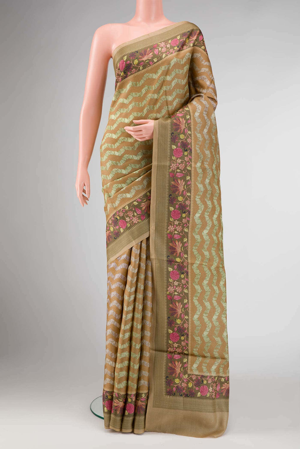 Sandal Dual Tone Tussar Silk Saree