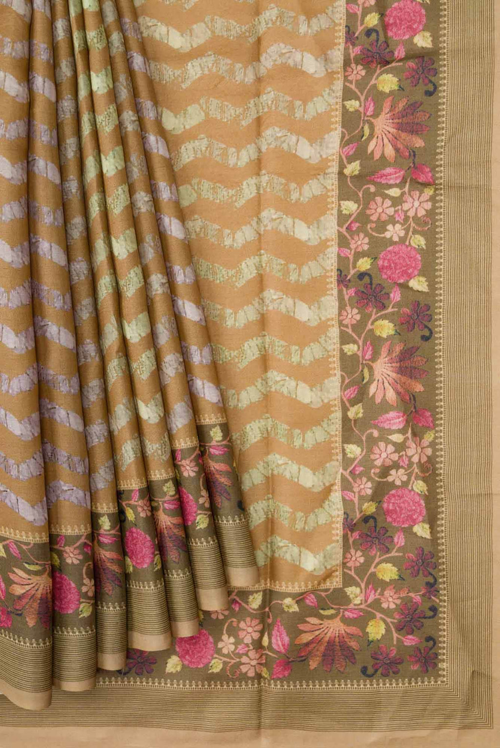 Sandal Dual Tone Tussar Silk Saree