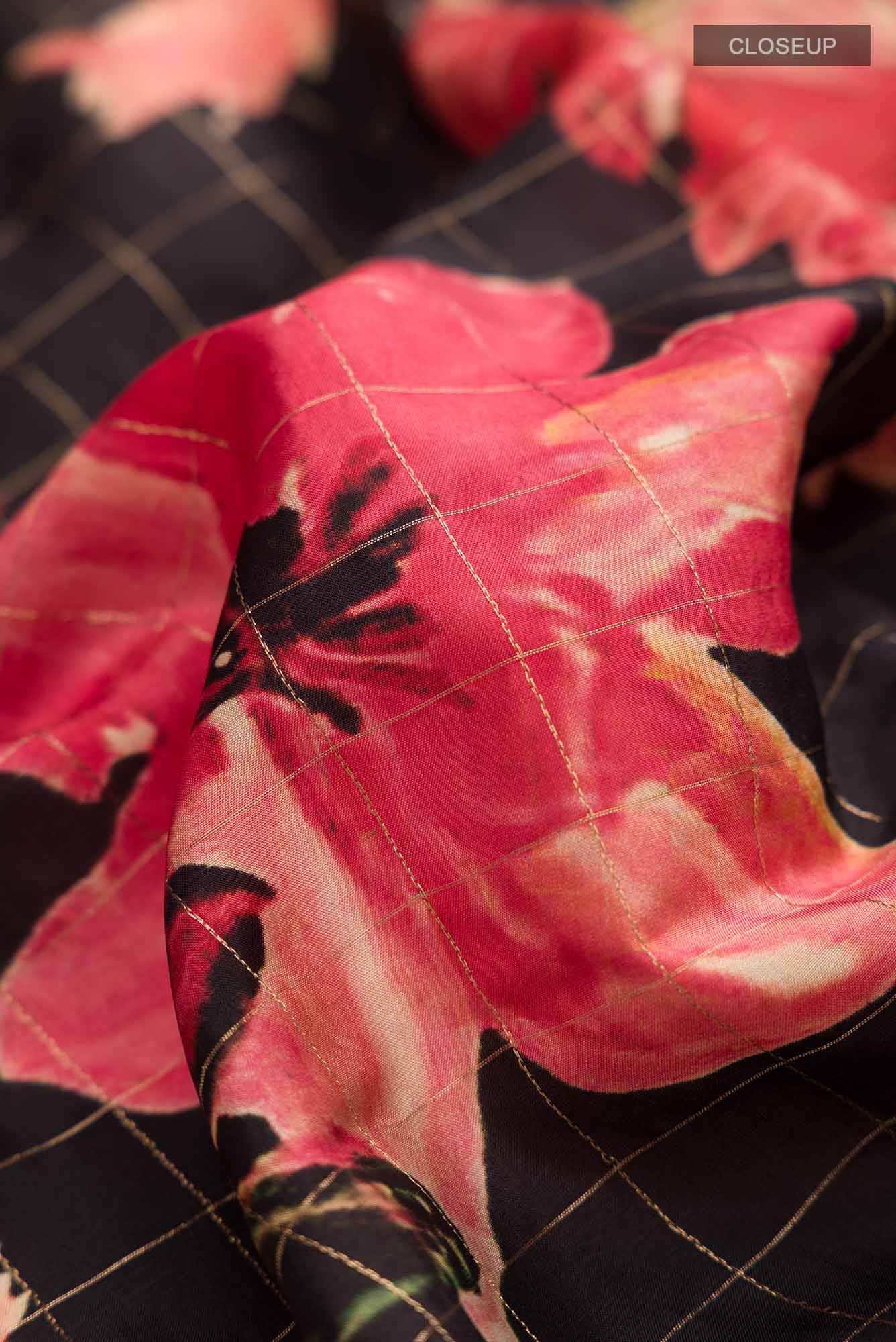 Black Printed Silk Saree