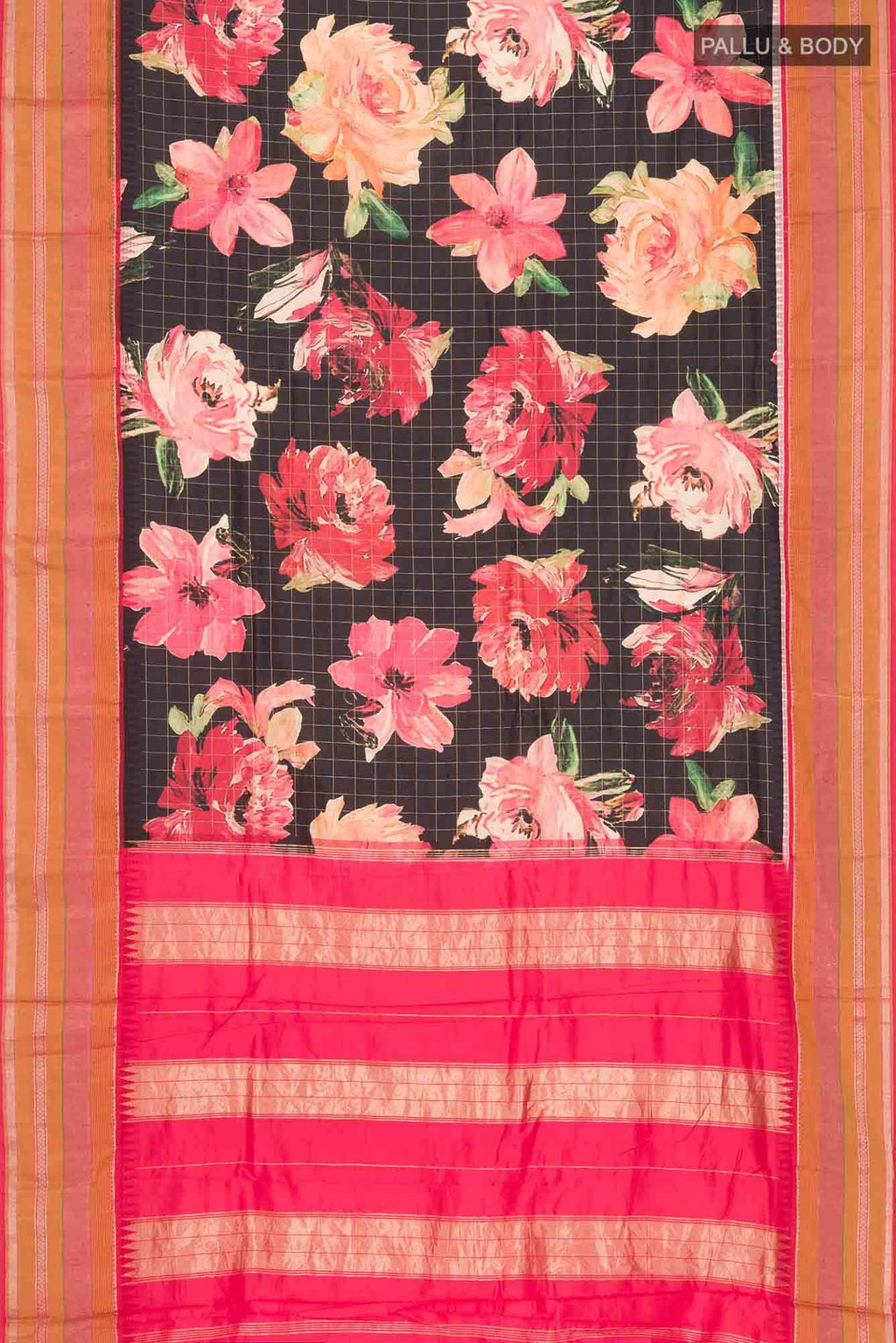 Black Printed Silk Saree