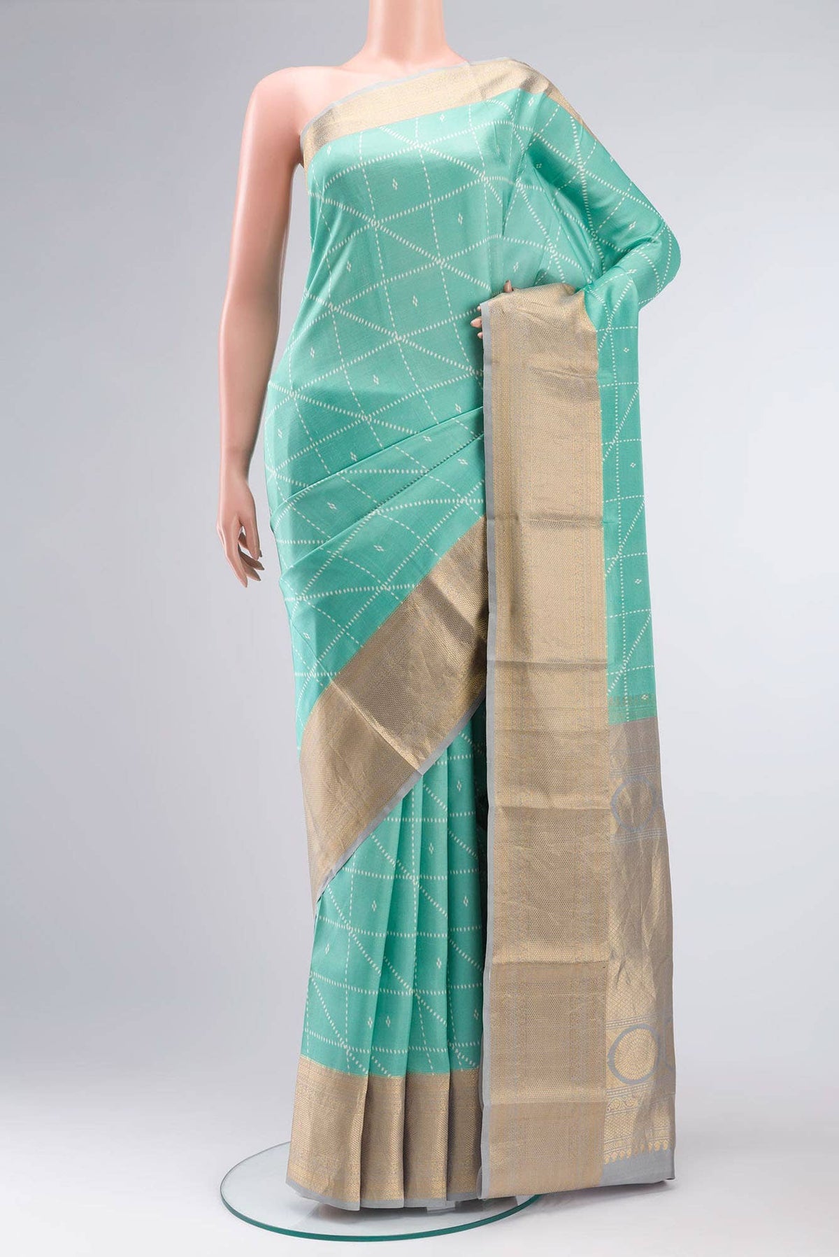 Light Blue Printed Silk Saree
