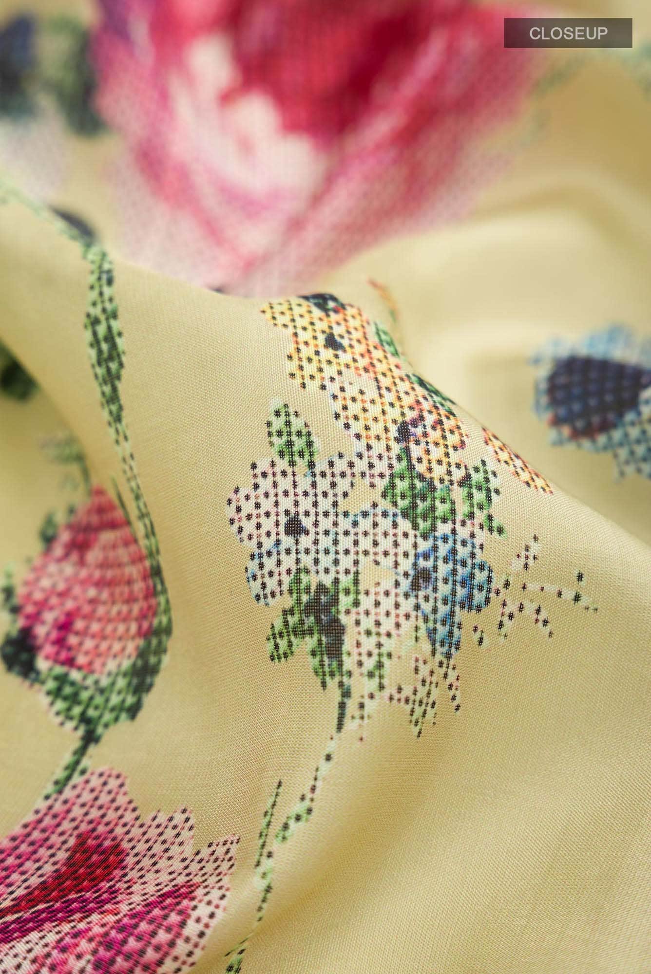 Green Printed Silk Saree