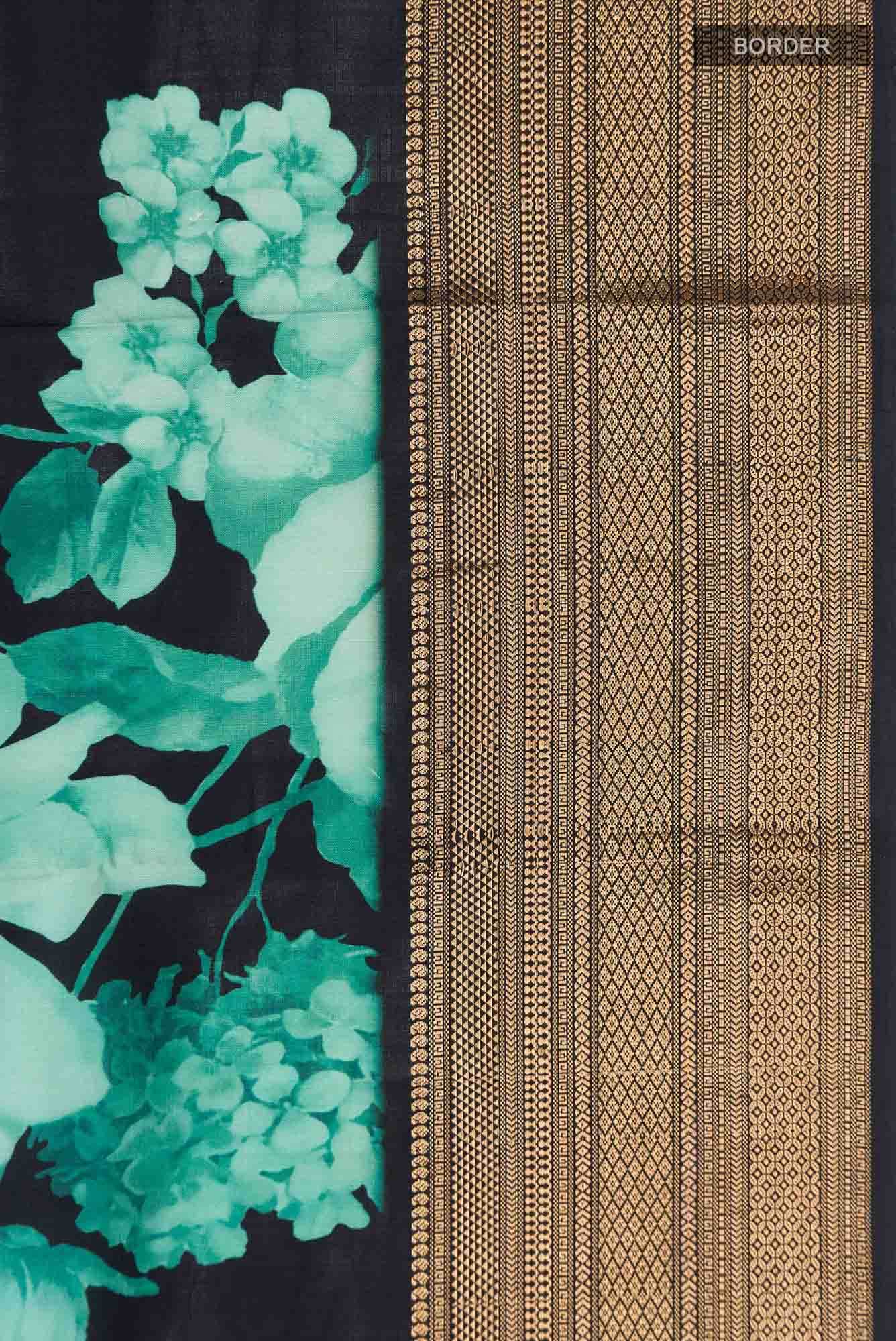Black Printed Silk Saree