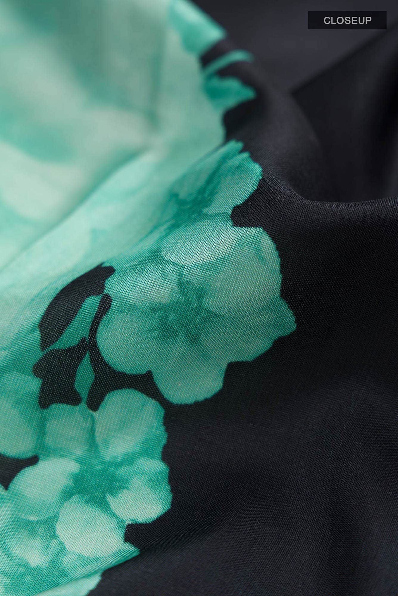 Black Printed Silk Saree