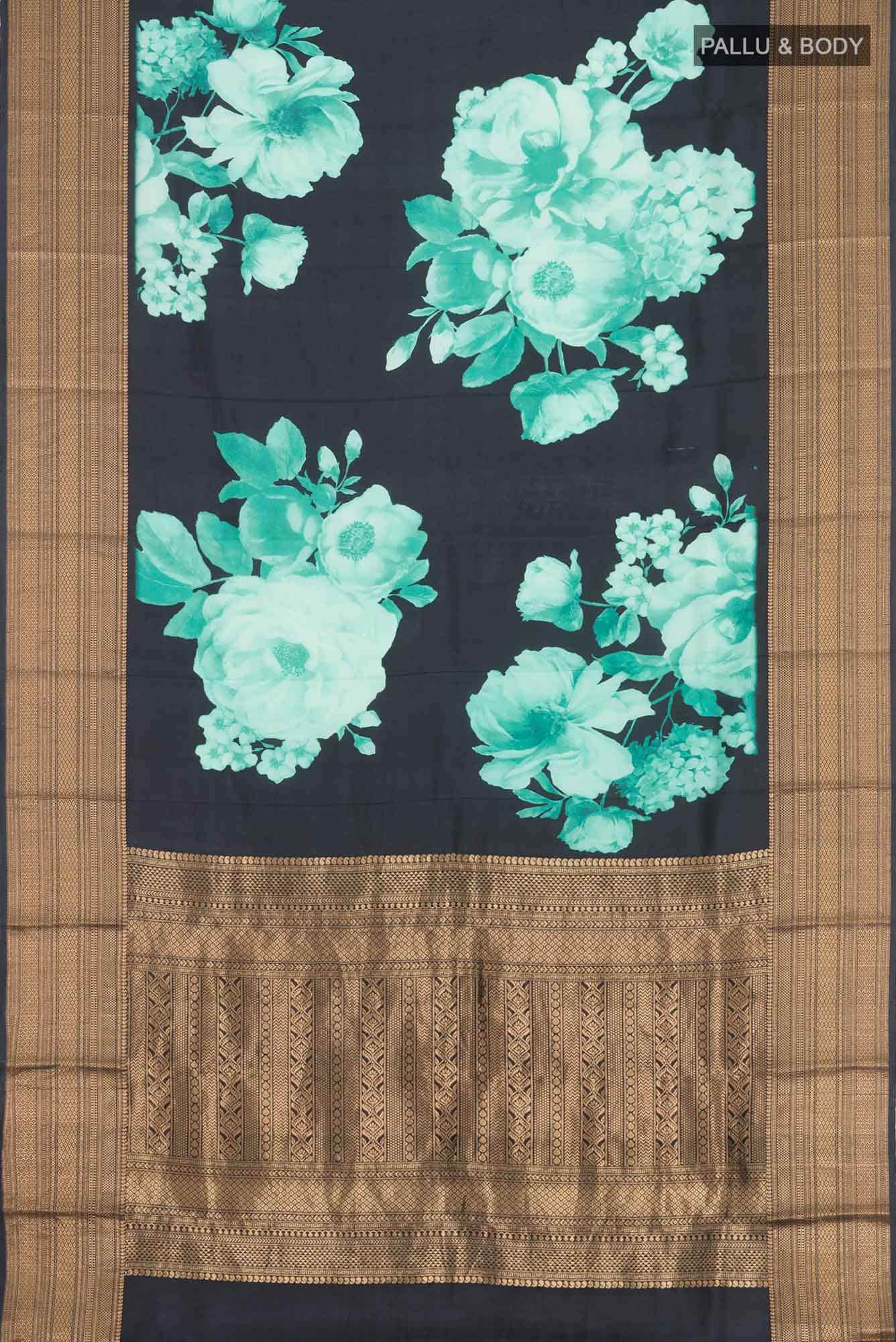 Black Printed Silk Saree