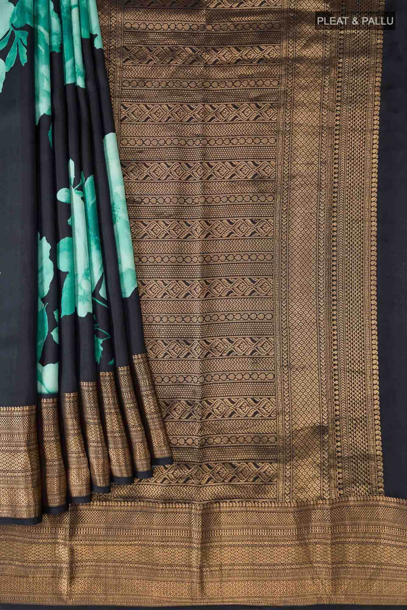 Black Printed Silk Saree
