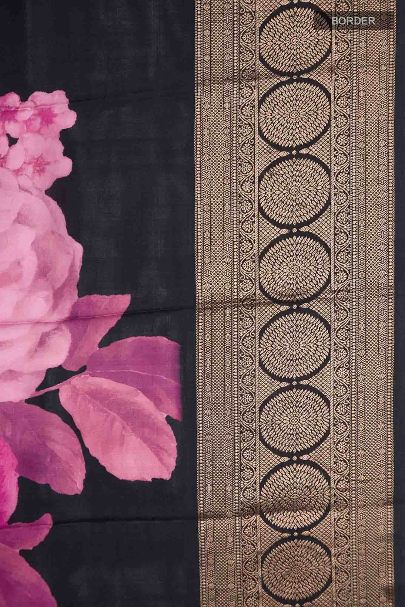 Pink Printed Silk Saree