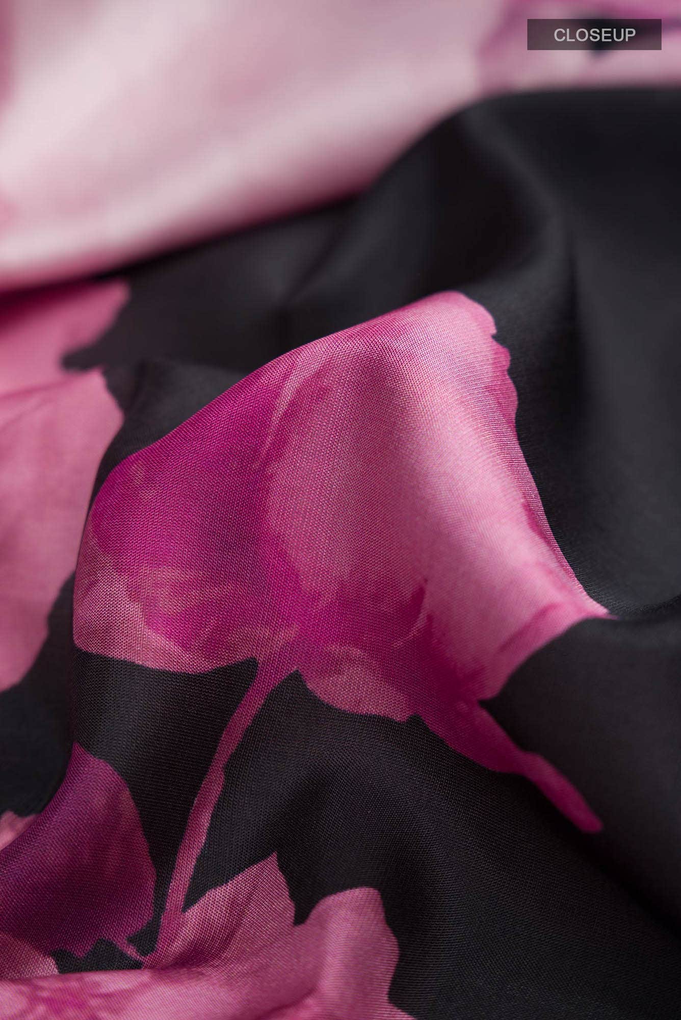 Pink Printed Silk Saree
