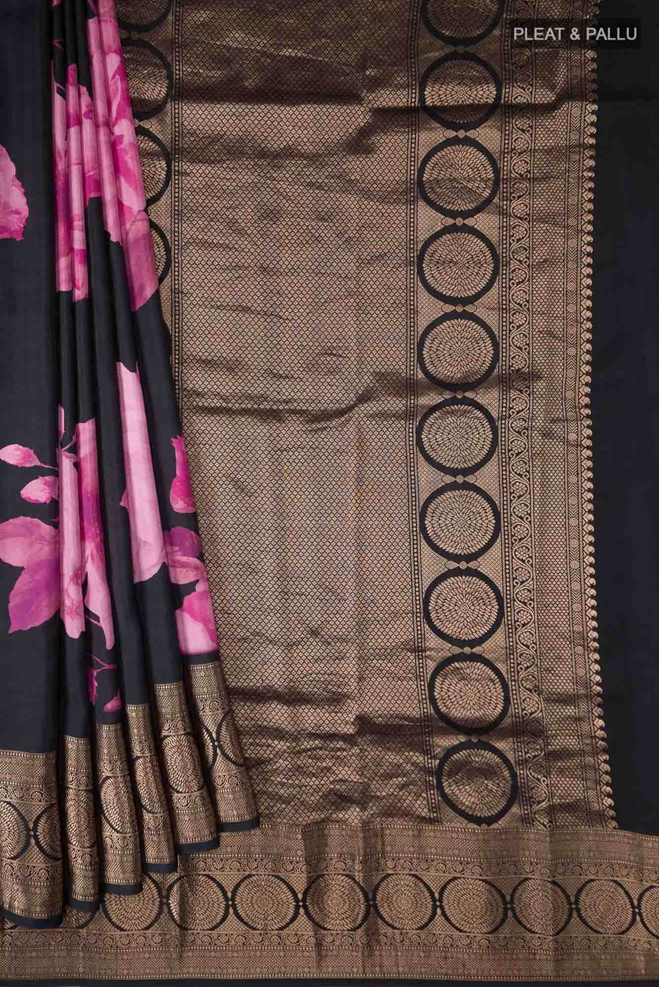 Pink Printed Silk Saree