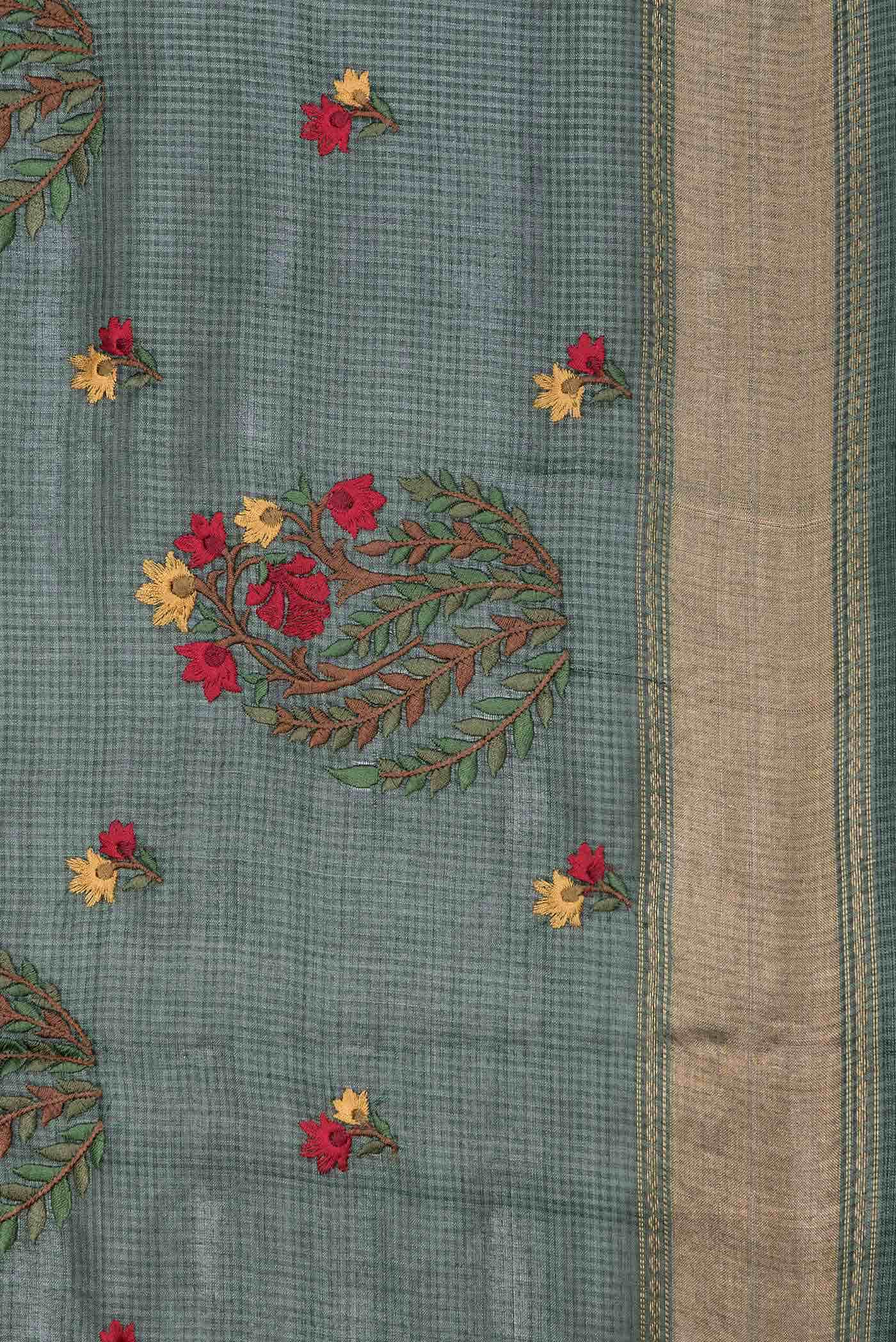 Green Dual Tone Tussar Silk Saree