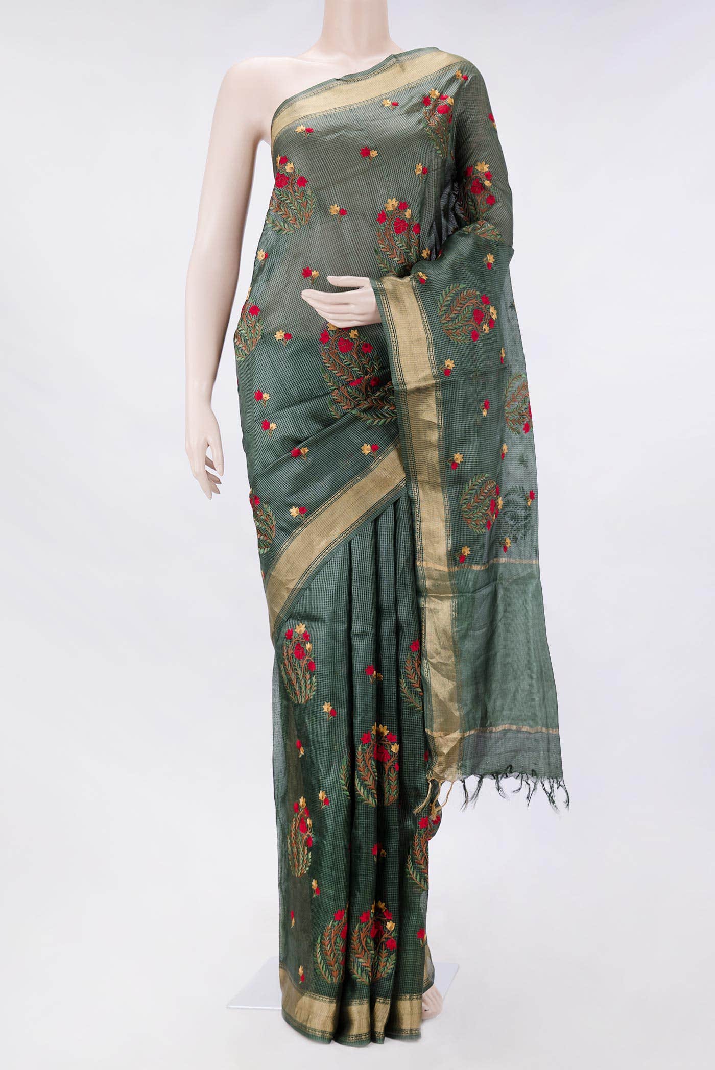 Green Dual Tone Tussar Silk Saree