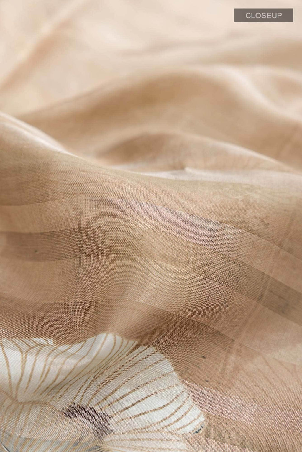 Beige Printed Silk Saree
