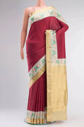 Maroon Printed Silk Saree