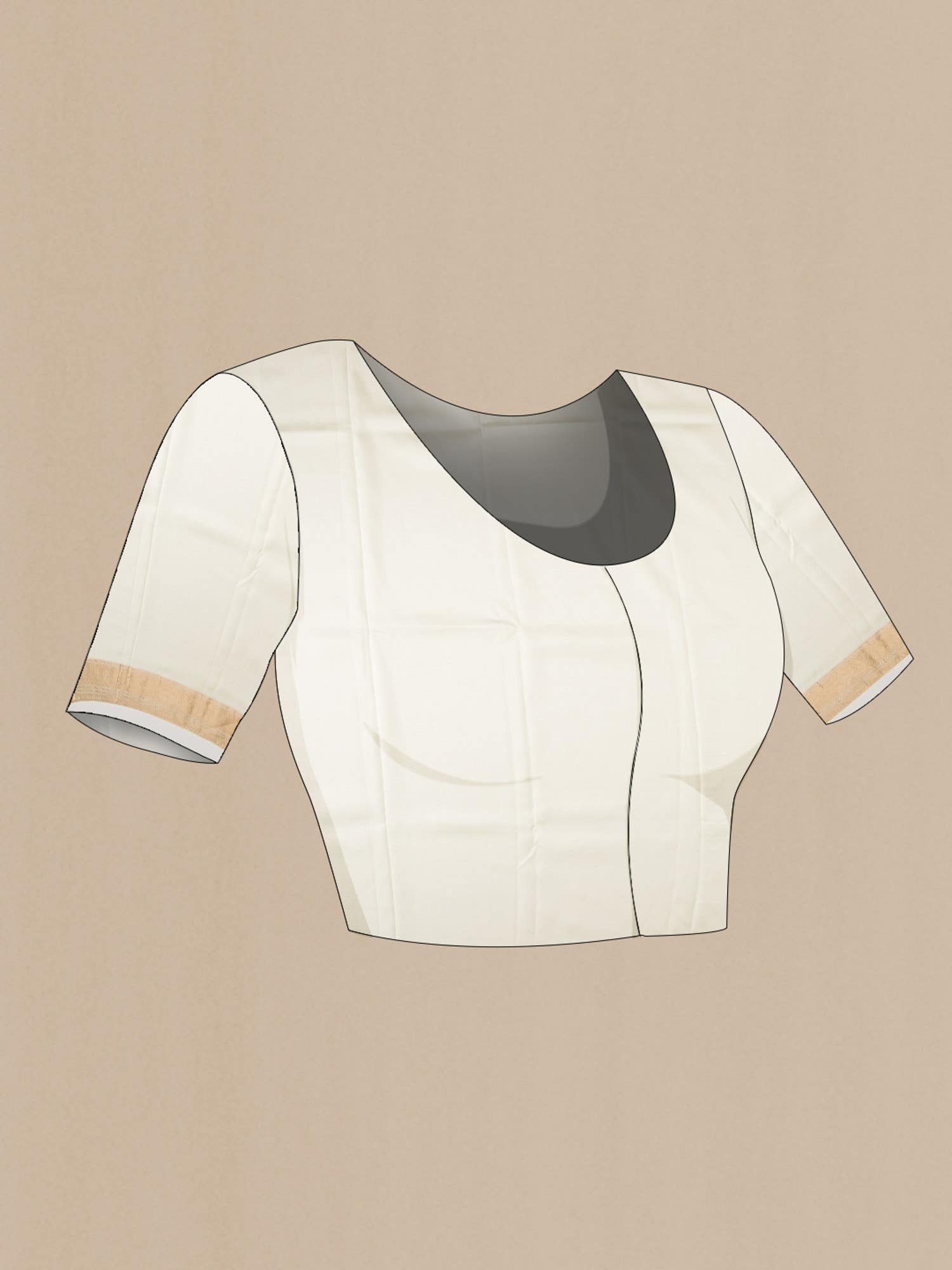 Cream Printed Silk Saree