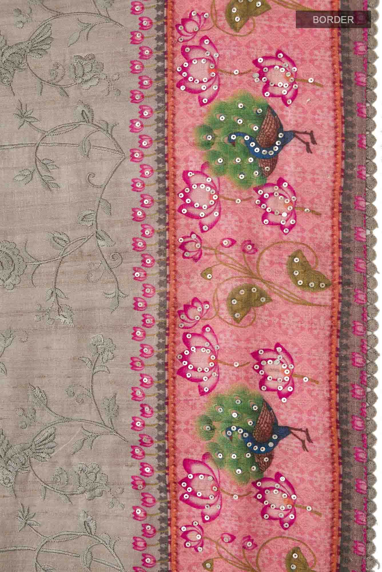 Sage Green Bhagalpuri Tussar Silk Saree