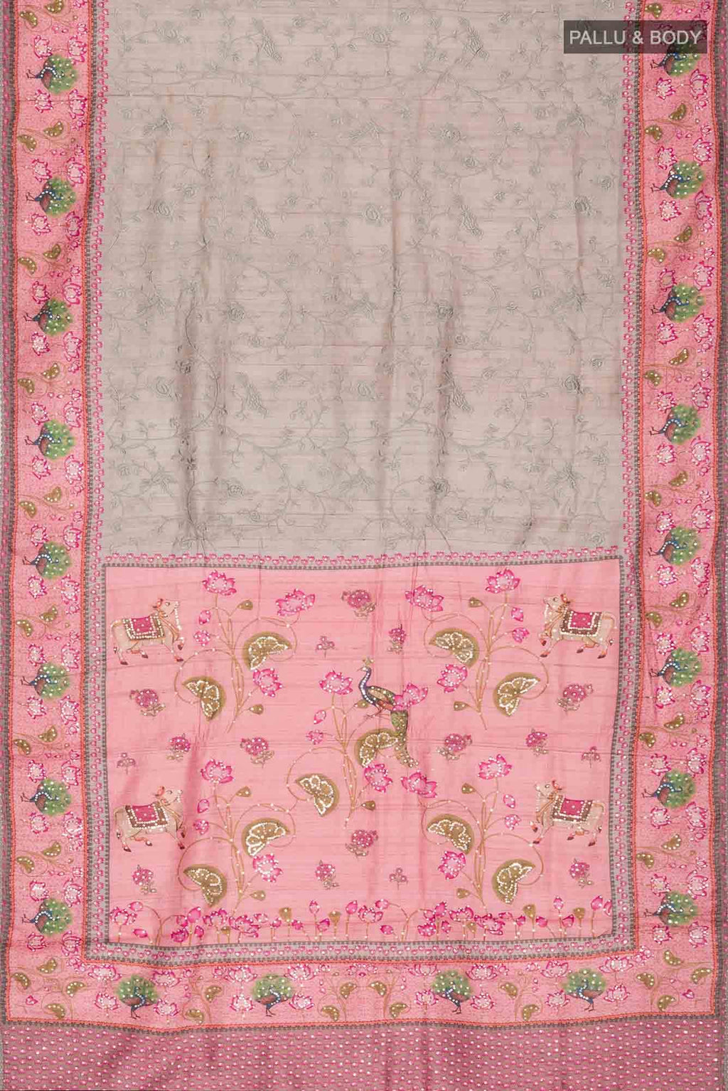 Sage Green Bhagalpuri Tussar Silk Saree