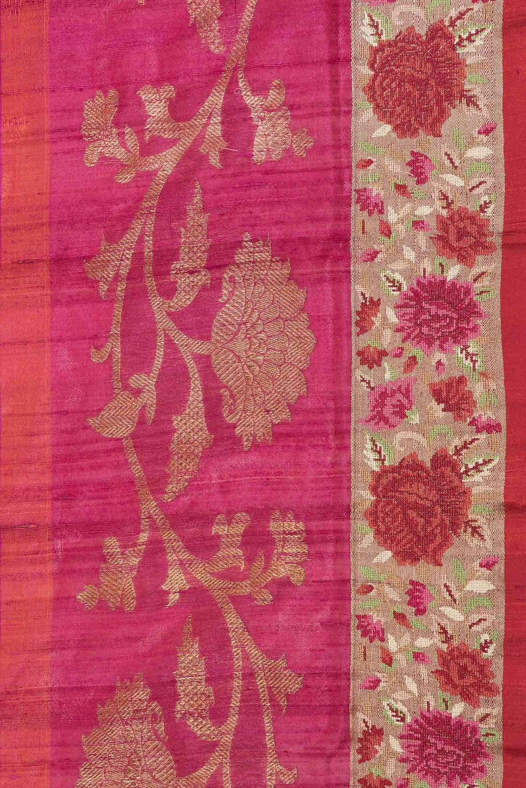 Rani Pink Dual Tone Tussar Silk Saree