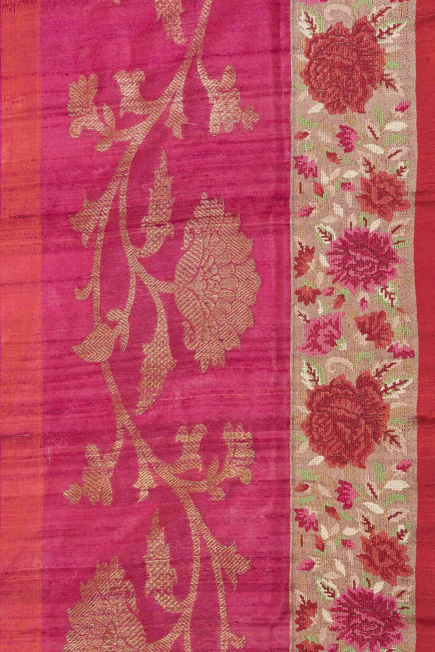 Rani Pink Dual Tone Tussar Silk Saree