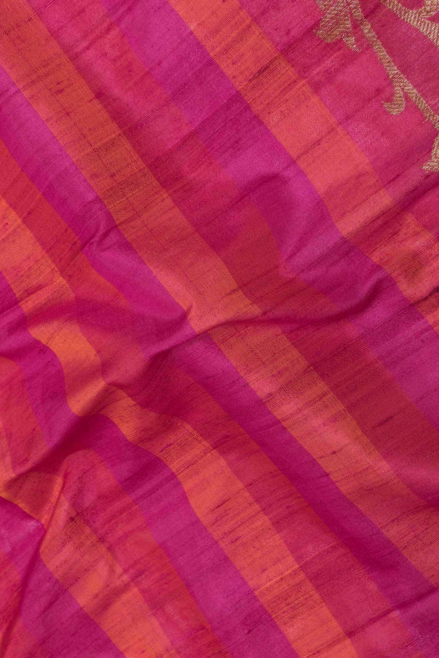 Rani Pink Dual Tone Tussar Silk Saree