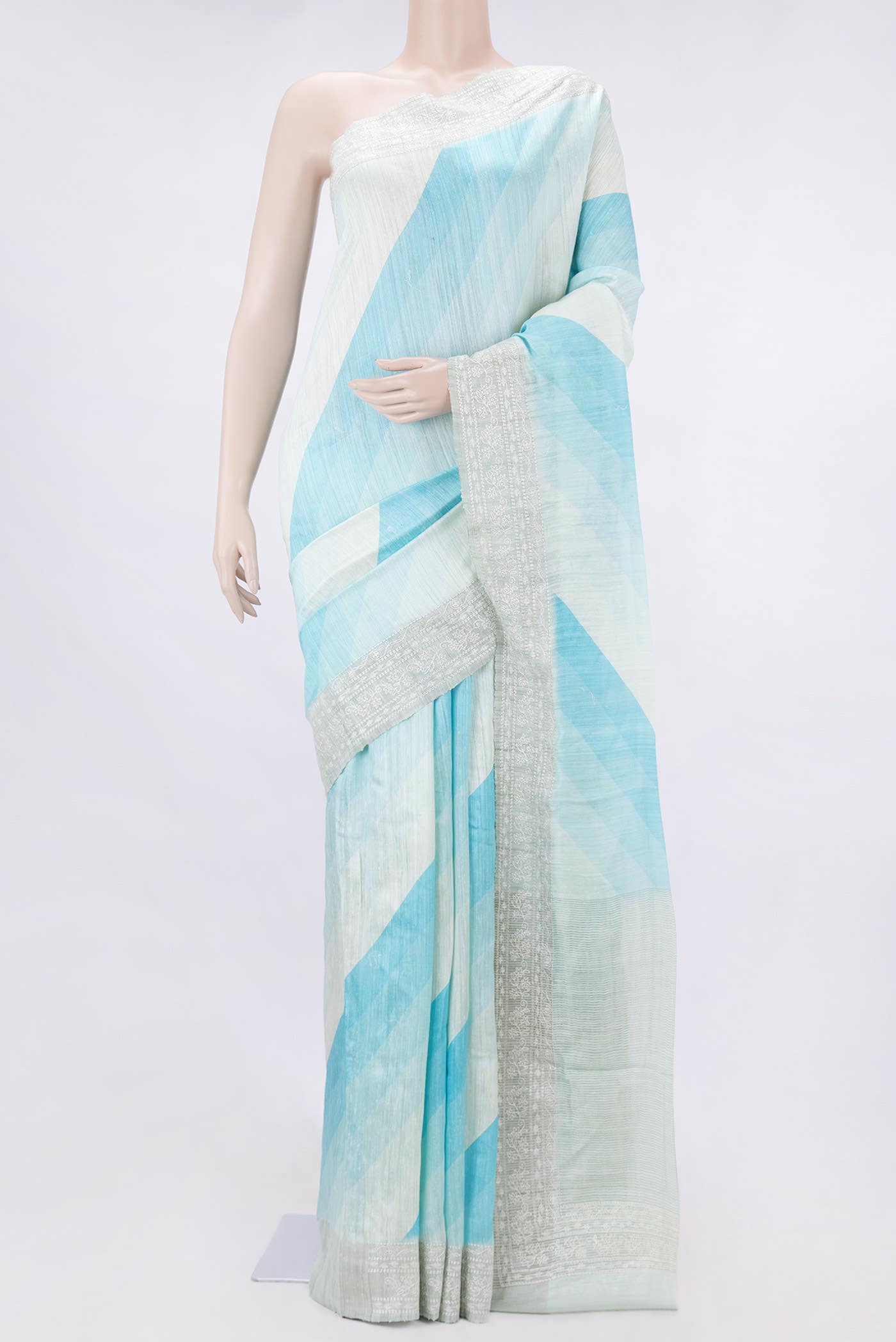 Sky Blue Dual Tone Tussar Silk Saree