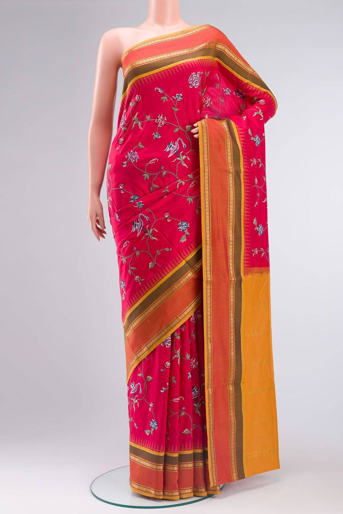 Dark Pink Bangalore Silk Saree