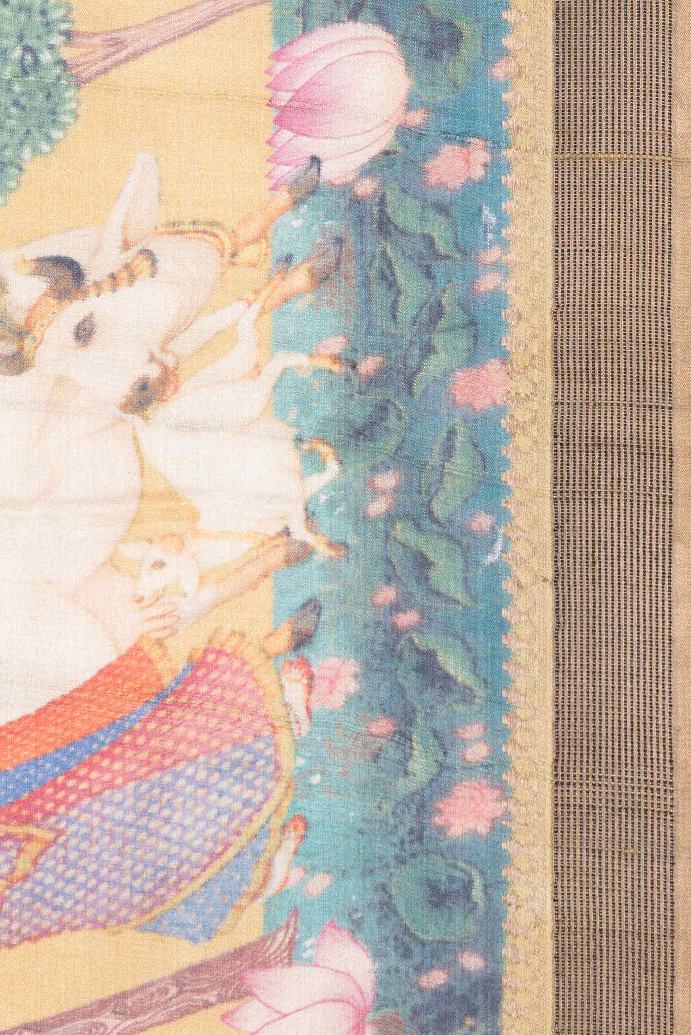 Mustard Tussar Silk Saree