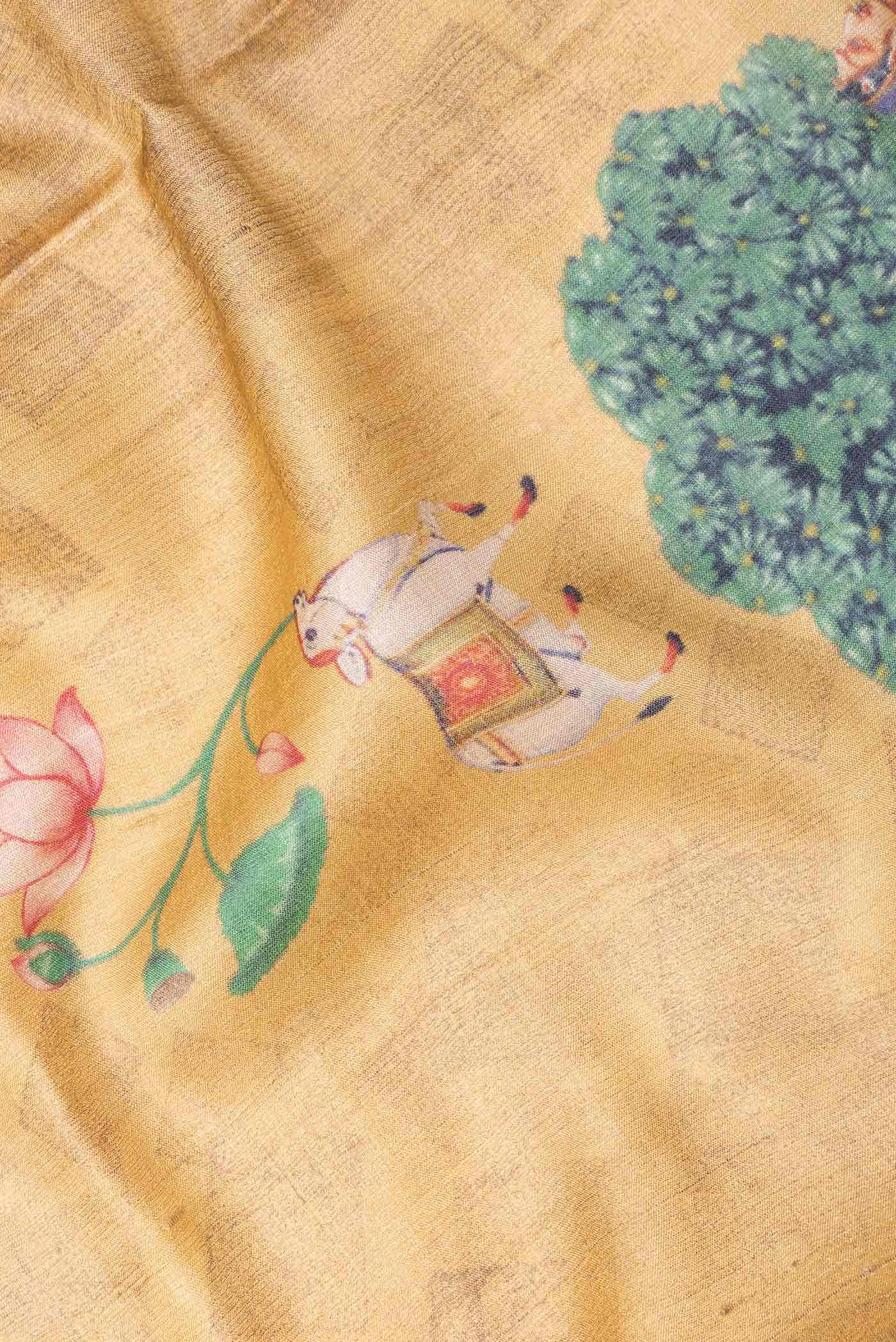 Mustard Tussar Silk Saree