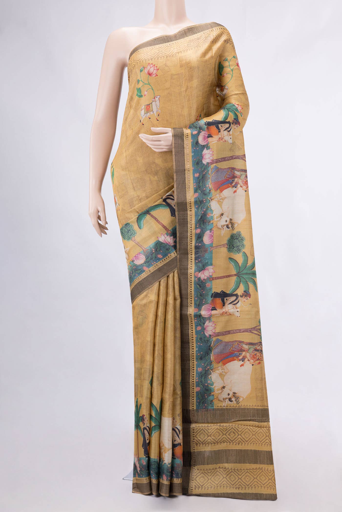 Mustard Tussar Silk Saree