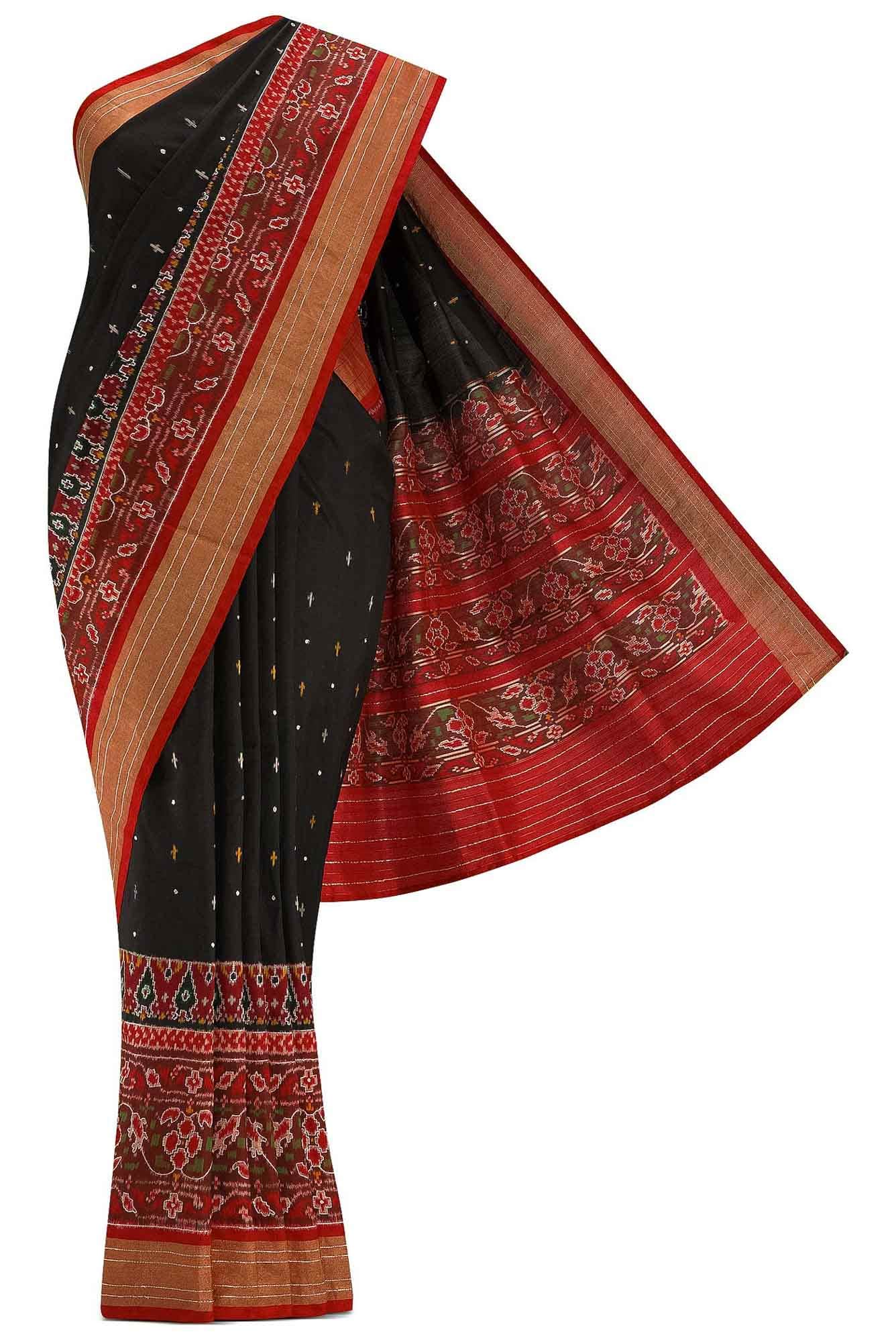 Black Dual Tone Double Ikat Saree