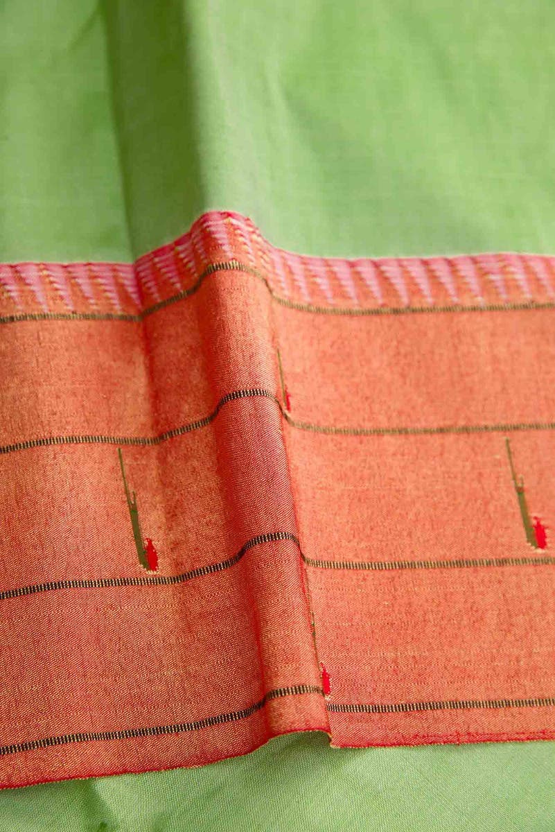 Pure Silk Pure Zari Sea Green Dual Tone Paithani Saree