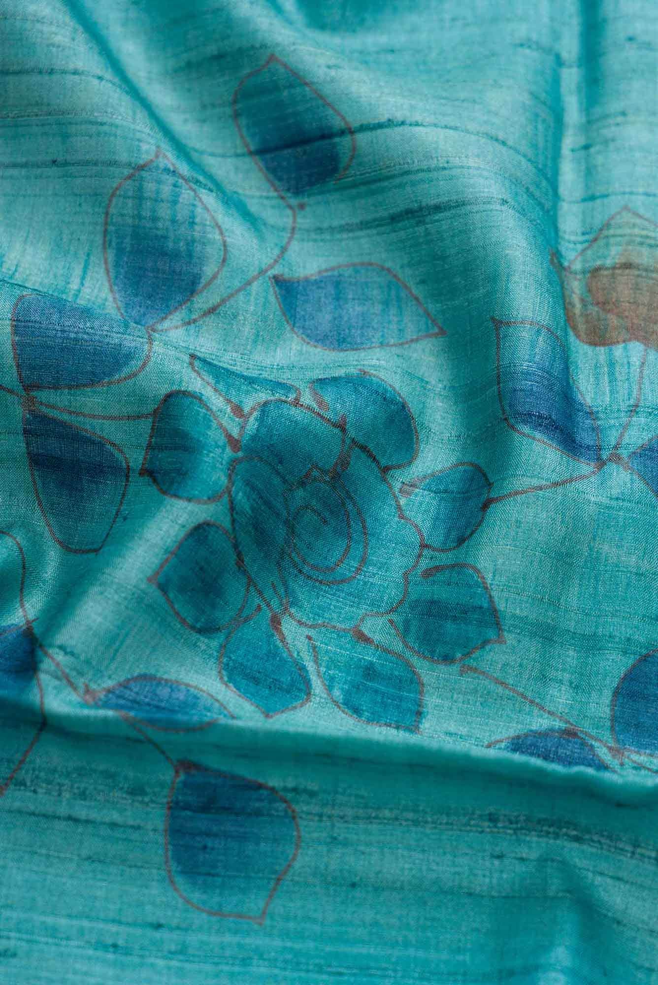 Light Blue Dual Tone Tussar Silk Saree