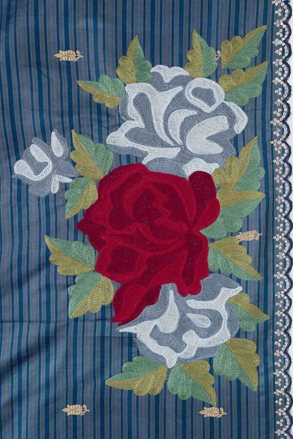 Blue Grey Dual Tone Tussar Silk Saree