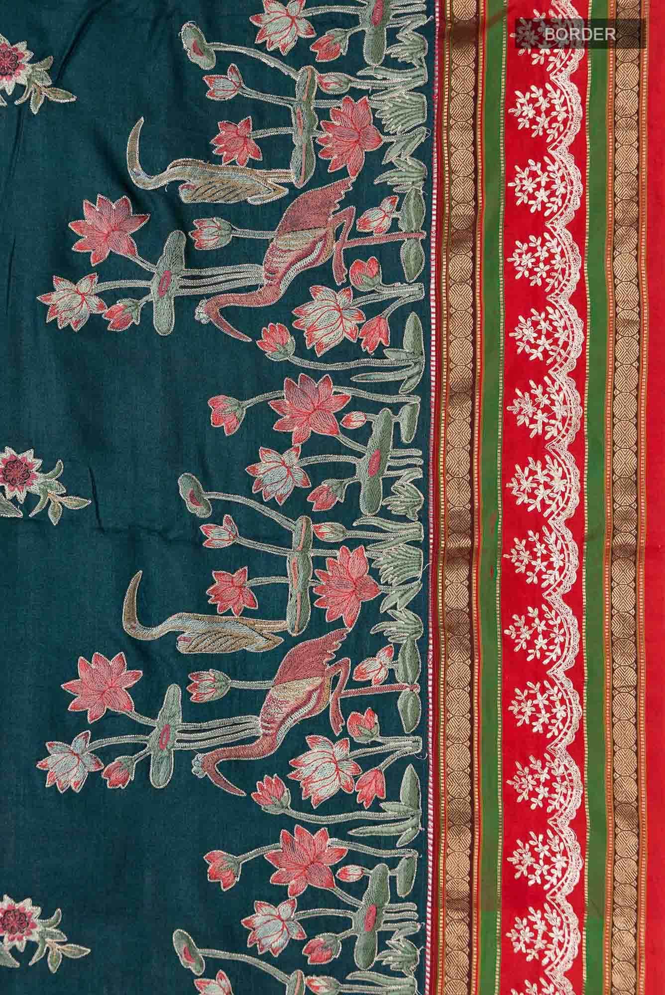 Blue Tussar Silk Saree