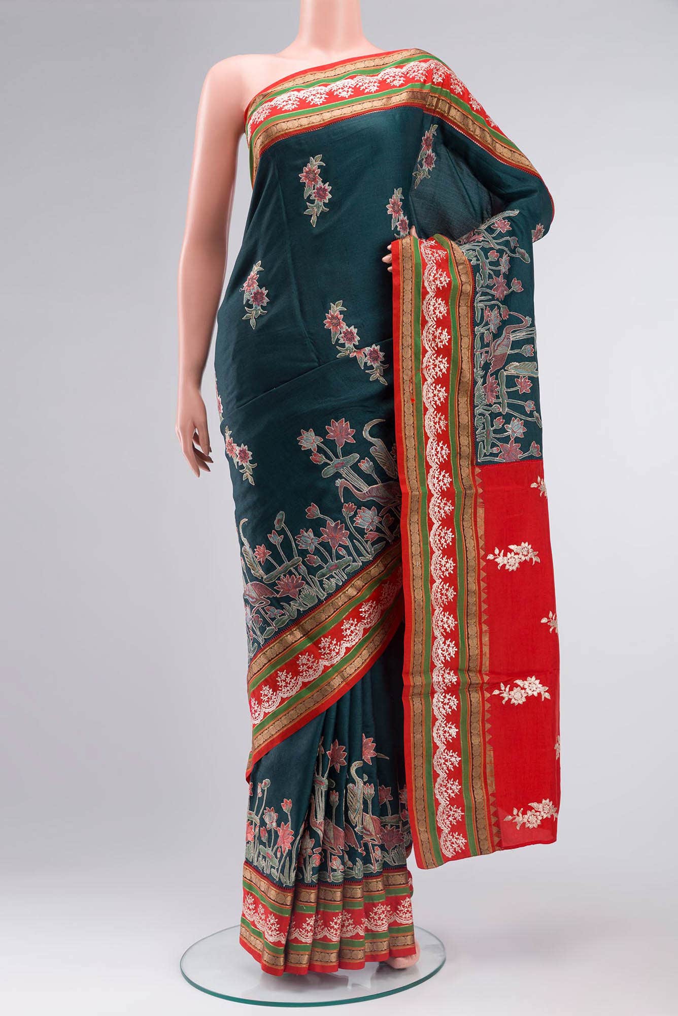 Blue Tussar Silk Saree
