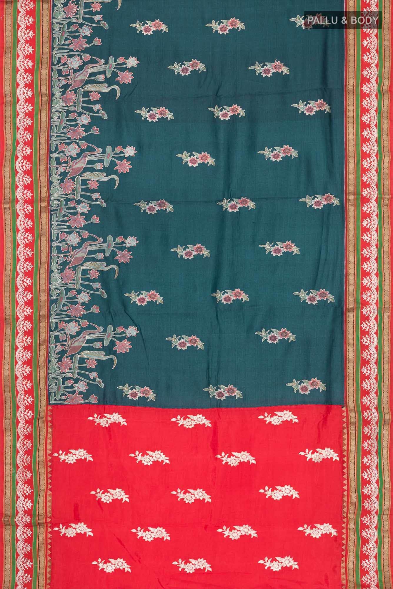 Blue Tussar Silk Saree
