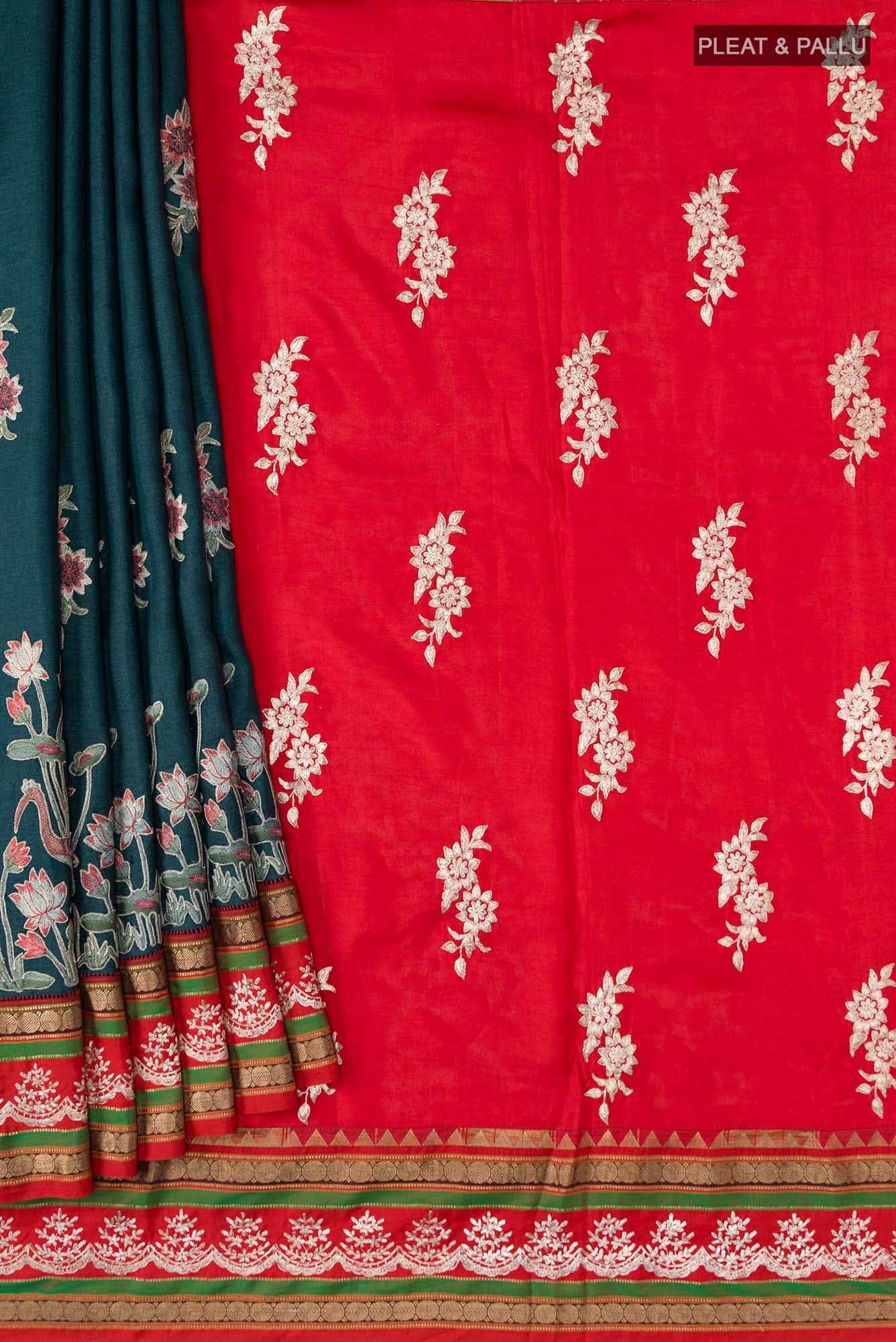 Blue Tussar Silk Saree